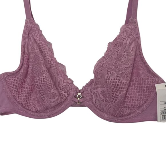 Auden Unlined Balconette Bra Womens 36A Mauve Pink New Lace Underwire - Picture 4 of 11